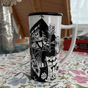Vintage Disney Black and White Nightmare Before Christmas Tall Mug.  EUC